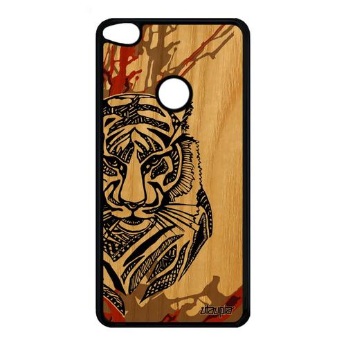 Coque Pour Huawei P8/P9 Lite 2017 Bois Silicone Tigre Marron Ethnique Dessin Art