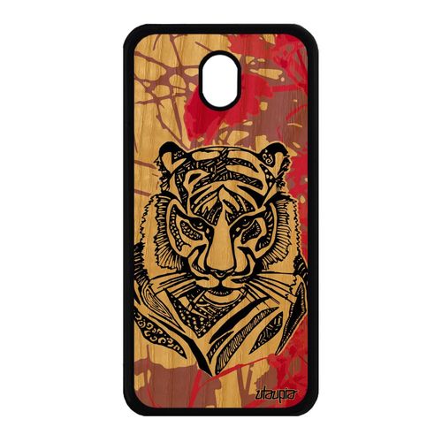 Coque J7 2017 Pro Bois Silicone Tigre Rose Ethnique Dessin Animal Samsung Galaxy J7 2017 Galaxy J7 Pro 2017