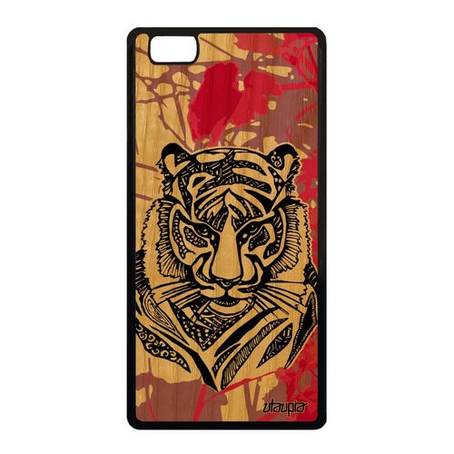 Coque P8 Lite 2015 Bois Silicone Tigre Fauve Bengal Fantaisie Tribal 4g A Huawei P8 Lite 2015