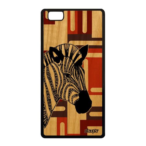 Coque En Bois Silicone Zebre Pour P8 Lite 2015 Rigide Cube Africain Etui Huawei P8 Lite 2015