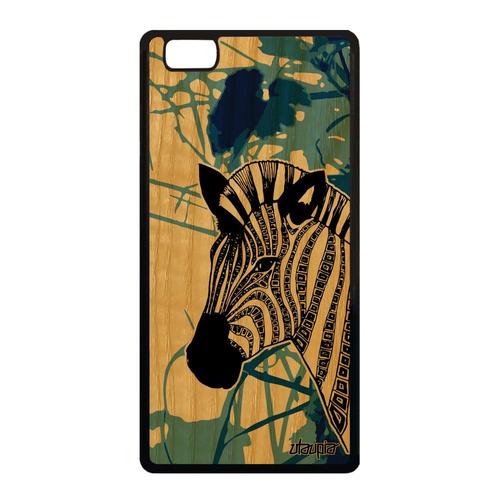 Coque Bois Pour P8 Lite 2015 Silicone Zebre Bleu Housse Femme Smartphone Huawei P8 Lite 2015