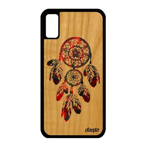 Coque Iphone X Bois Silicone Attrape Reve Ethnic Plume Design Coquillage A