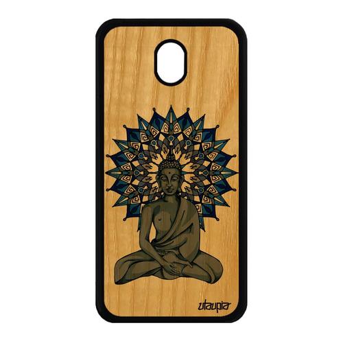 Coque Samsung J7 2017 Pro En Bois Silicone Bouddha D'or Mandala Rigide De Samsung Galaxy J7 2017 Galaxy J7 Pro 2017