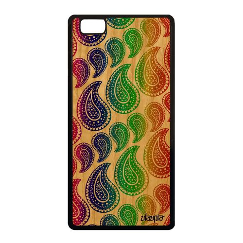 Coque Bois Huawei P8 Lite 2015 Silicone Motif Cachemire Gay Telephone Ethnique A
