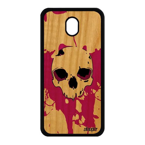 Coque Pour J7 2017 Pro Bois Silicone Tete De Mort Squelette Rose Samsung Galaxy J7 2017 Galaxy J7 Pro 2017