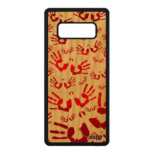 Coque Pour Samsung Note 8 En Bois Silicone Empreinte Main Rouge Garçon De Samsung Galaxy Note 8