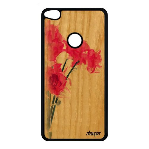 Coque Pour Huawei P8/P9 Lite 2017 Bois Silicone Bouquet De Fleurs Peinture Rose