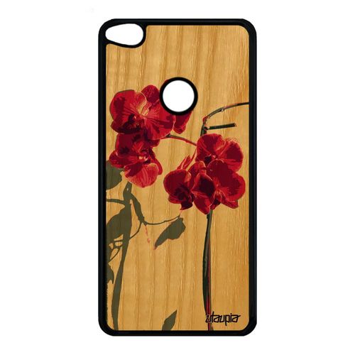 Coque En Bois Silicone Orchidée Fleur Pour Huawei P8/P9 Lite 2017 Fantaisie Rose