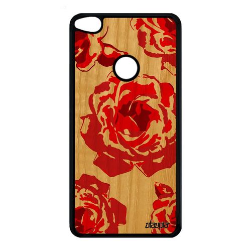 Coque P8/P9 Lite 2017 En Bois Silicone Rose Fleur Petale De Rigide Floral Huawei P8 Lite 2017 P9 Lite 2017