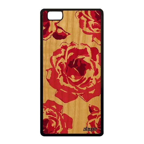 Coque Bois Silicone P8 Lite 2015 Rose Fleur Swag Romantique Petale De 4g Huawei P8 Lite 2015