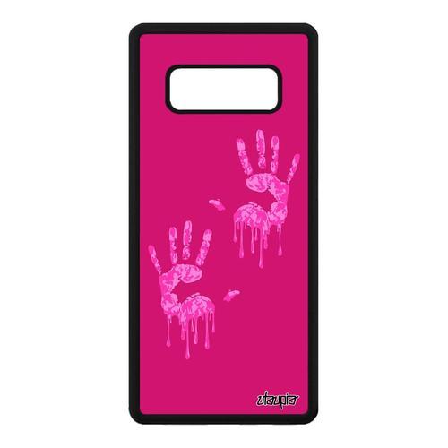 Coque Main Pour Samsung Galaxy Note 8 Silicone Empreinte Aluminium Fantaisie De