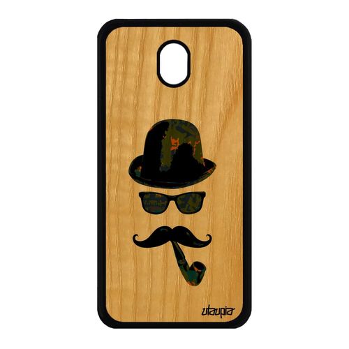 Coque Homme Moustache Samsung J7 2017 Pro Bois Silicone Art Pipe Gel Vert Samsung Galaxy J7 2017 Galaxy J7 Pro 2017