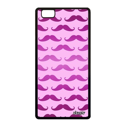 Coque Huawei P8 Lite 2015 Silicone Moustache Impression Imprime Dessin Rose Swag