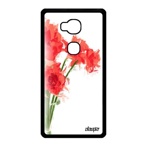 Coque Honor 5x Silicone Bouquet De Fleurs Amour Housse Aquarelle Rouge Pastel En