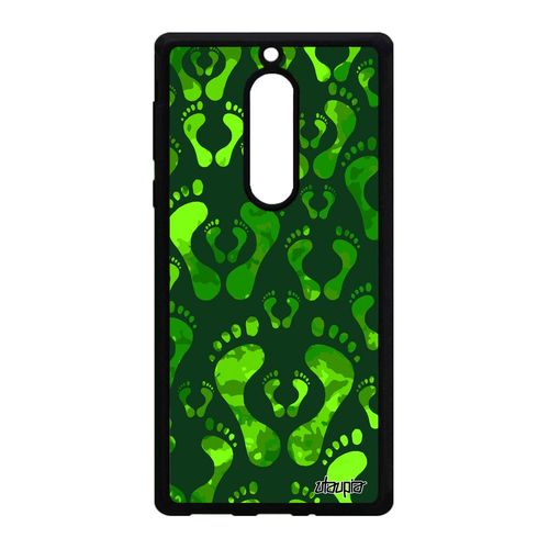 Coque Nokia 5 Silicone Trace De Pas Vert Fantaisie Pied Imprime Telephone Souple