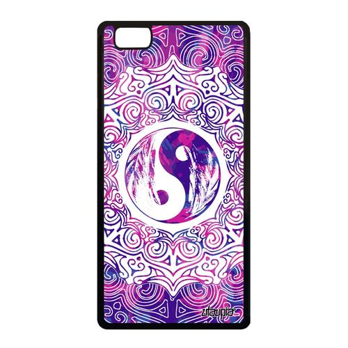 Coque Huawei P8 Lite 2015 Silicone Yin Et Yang Femme Noir Peinture Fantaisie 4g