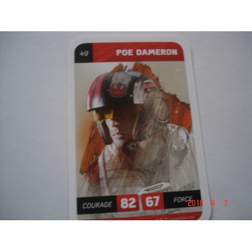 Carte Leclerc Star Wars 2018 Poe Dameron Numéro 49