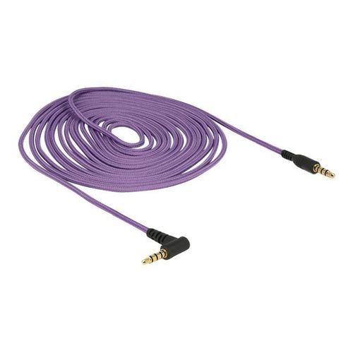 Delock - Câble pour casque micro - mini jack 4 pôles mâle pour mini jack 4 pôles mâle incliné - 5 m - blindé - violet