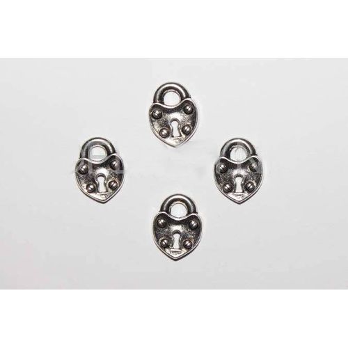4 Breloques Charms Cadenas En Métal Argenté