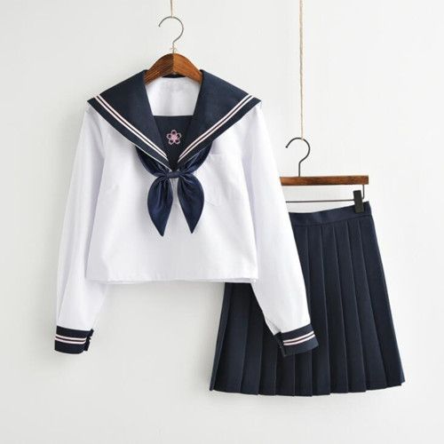 Ensemble Vêtement Coton Uniforme Scolaire Fille Japonais Costume Anime Femme Cosplay Halloween Carnaval Marin Marine