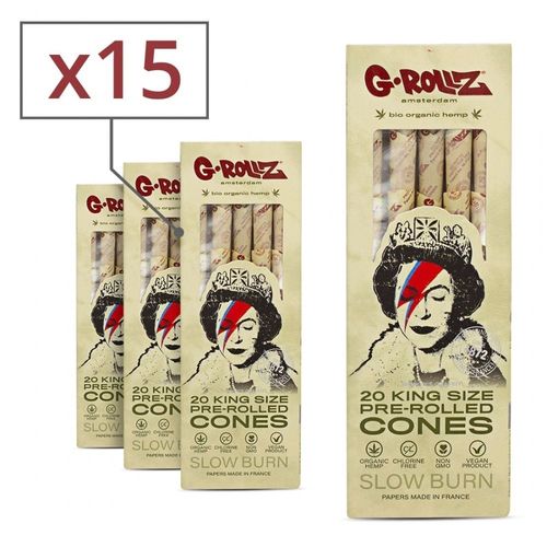 pack de 15 boites de 20 cones king size g-rollz organic hemp