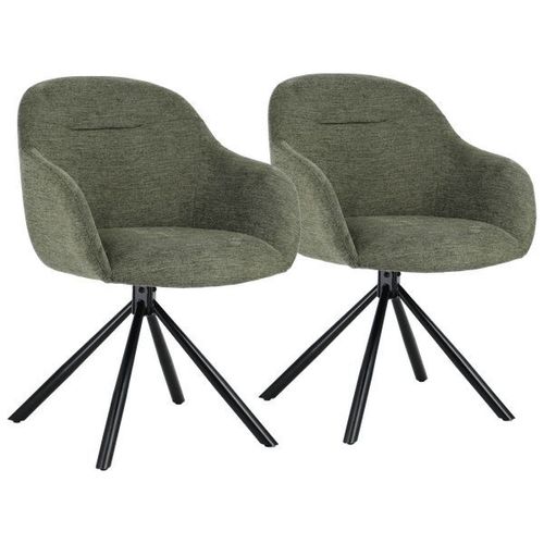 Lot De 2 Chaises En Tissu Vert Saffi