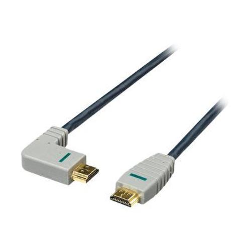 Bandridge Blue - Câble HDMI avec Ethernet - HDMI mâle pour HDMI mâle - 2 m - bleu - connecteur à angle droit, support 4K