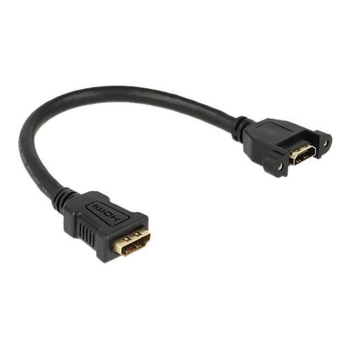 Delock Panel-mount - Câble HDMI - HDMI femelle pour HDMI femelle - 25 cm - noir