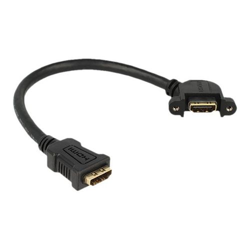 Delock Panel-mount - Câble HDMI - HDMI femelle pour HDMI femelle - 25 cm - noir - connecteur à 110°