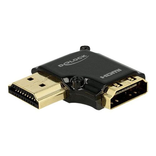 Delock - Adaptateur HDMI - HDMI femelle pour HDMI mâle - noir - connecteur à angle gauche, support 4K
