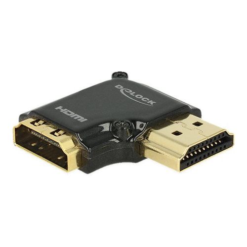 Delock - Adaptateur HDMI - HDMI femelle pour HDMI mâle - noir - connecteur à angle droit, support 4K