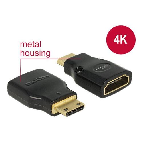 Delock Adapter High Speed HDMI with Ethernet - HDMI Mini-C male > HDMI-A female 4K - Adaptateur HDMI - HDMI femelle pour 19 pin mini HDMI Type C mâle - noir - support 4K