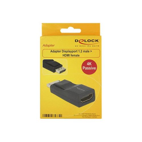 Delock - Adaptateur vidéo - DisplayPort mâle pour HDMI femelle - blindé - noir - support 4K