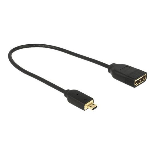 Delock - Adaptateur HDMI - HDMI femelle pour 19 pin micro HDMI Type D mâle - 20 cm - triple blindage - noir - support 4K