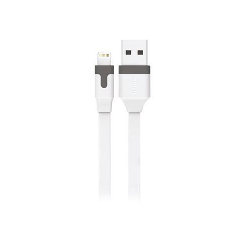 MUVIT - Câble Lightning - USB mâle pour Lightning mâle - 1 m - blanc - moulé, plat