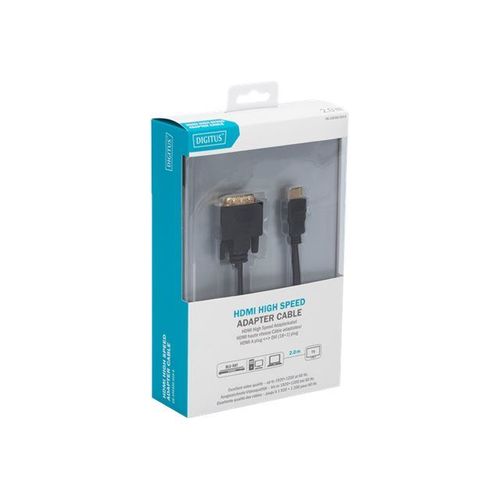 DIGITUS - Câble adaptateur - liaison simple - HDMI mâle pour DVI-D mâle - 2 m - double blindage - noir - vis moletées