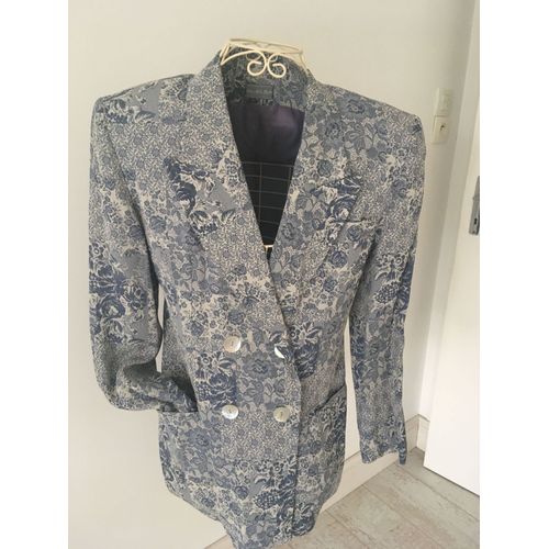 Veste Imprimee Croisee Boutons Nacre