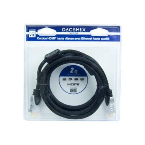 DACOMEX - Câble HDMI avec Ethernet - HDMI mâle pour HDMI mâle - 2 m - support 4K