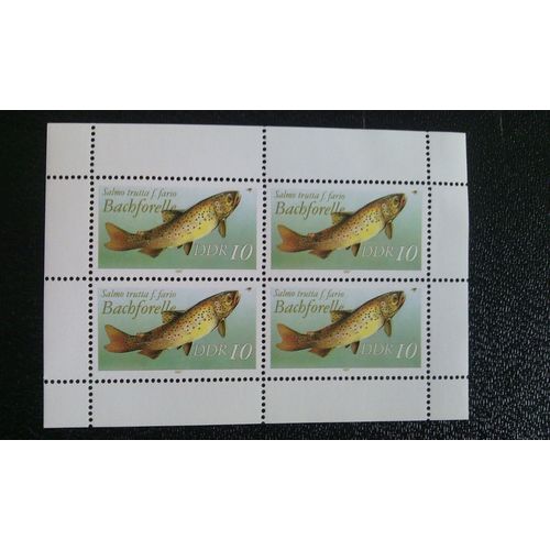 Timbre Allemagne - République Démocratique (Ddr) ( Yt 2716bf ) 1987 Truite Brune (Salmo Trutta Fario)