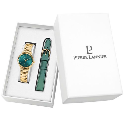 Coffret Femme Multiples Cadran Vert Bracelet Cuir Vert