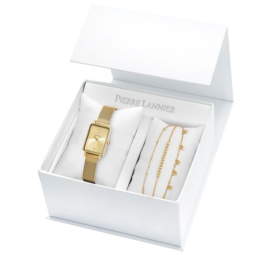 Coffret Femme Ariane Cadran Doré Bracelet Acier Milanais Doré