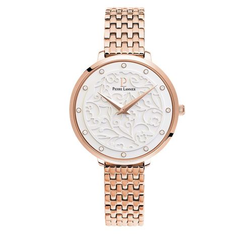 Montre Femme Eolia Cadran Blanc Bracelet Acier Doré Rose