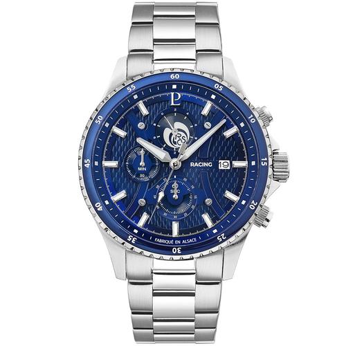 Montre Homme Rcs Cadran Bleu Bracelet Acier Argenté