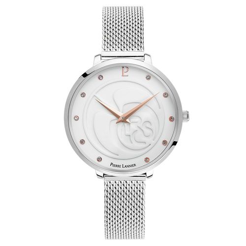 Coffret Femme Rcs Cadran Blanc Bracelet Cuir Brun