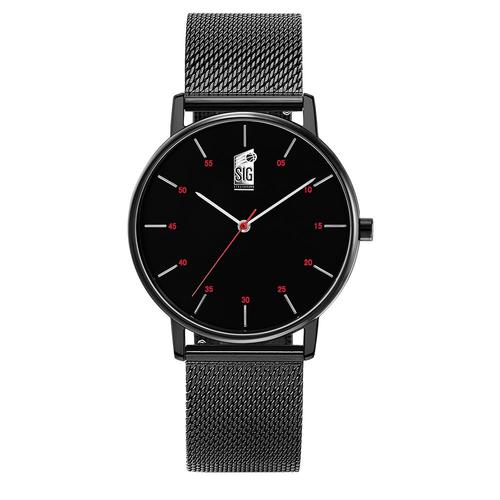 Montre Homme Sig Cadran Bracelet Acier Noir