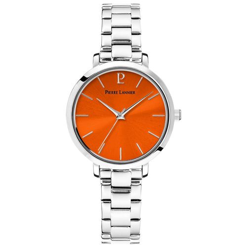 Montre Femme Chouquette Cadran Orange Bracelet Acier Argenté