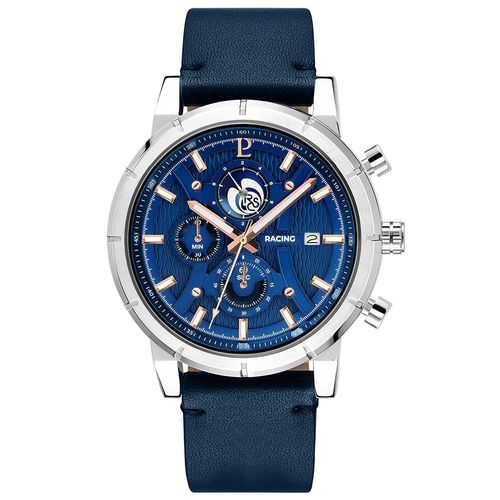 Montre Homme Rcs Cadran Bleu Bracelet Cuir Bleu