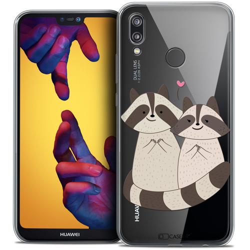 Caseink Coque Pour Huawei P20 Lite (5.84 ) Housse Etui [Crystal Gel Motif Hd Collection Sweetie Design Racoon Love - Souple - Ultra Fin - Imprimé En France]