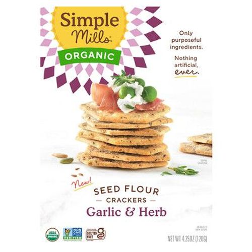 Simple Mills Craquelins À La Farine De Graines Biologiques, Ail Et Herbes, 120 G