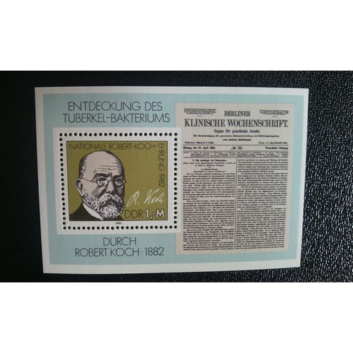 Timbre Allemagne - République Démocratique (Ddr) ( Yt Bf 65 ) 1982 100e Anniversaire De La Découverte Des Agents Pathogènes De La Tuberculose